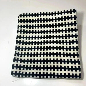 Soft off-white  w black cushion cover with zipper. 18 1/2” x 19 1/2”